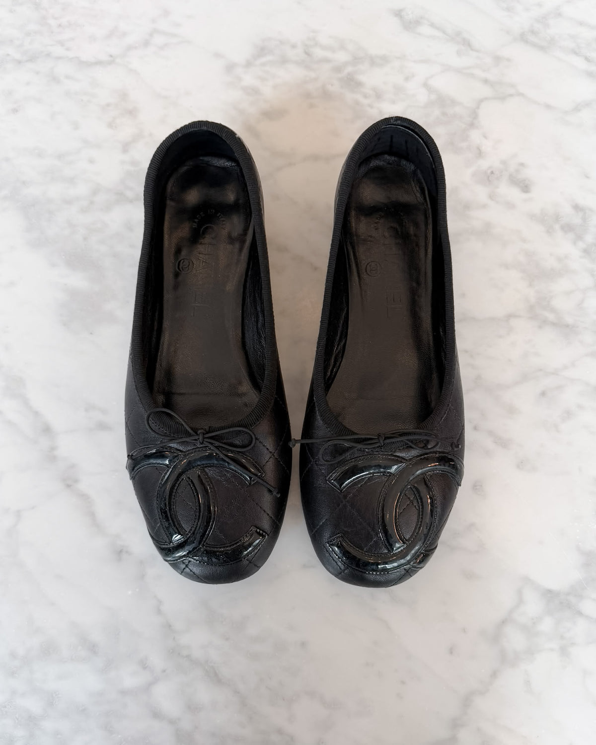Chanel Cambon Karl Lagerfeld Era Black Ballet Flats (40)