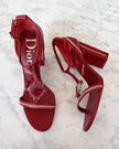 Dior by John Galliano S/S 2005 Red Leather CD Logo Strap Sandal Heels UNWORN (39)