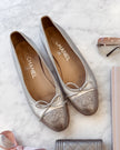Chanel Silver Ballet Flat Shoes (37)