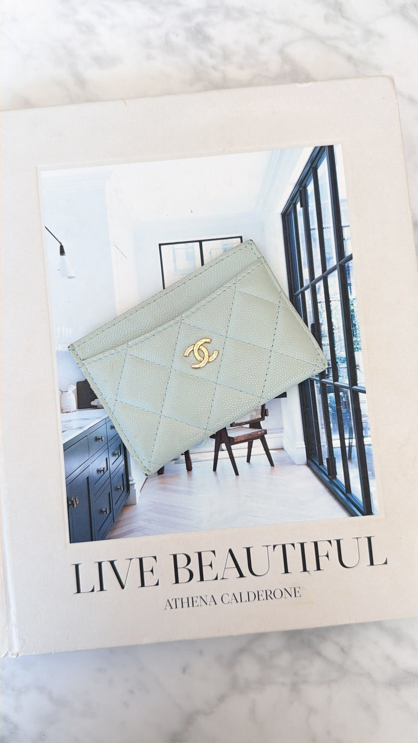 Chanel Baby Blue Caviar Quilted CC Card Holder