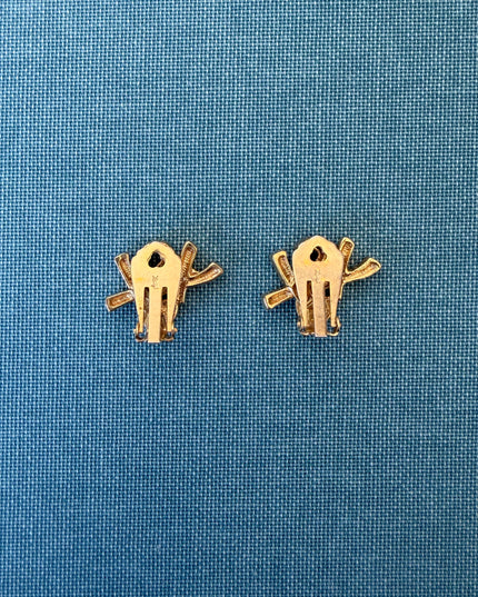 Yves Saint Laurent Vintage Gold-Tone Logo Heart Clip-On Earrings with White Crystals