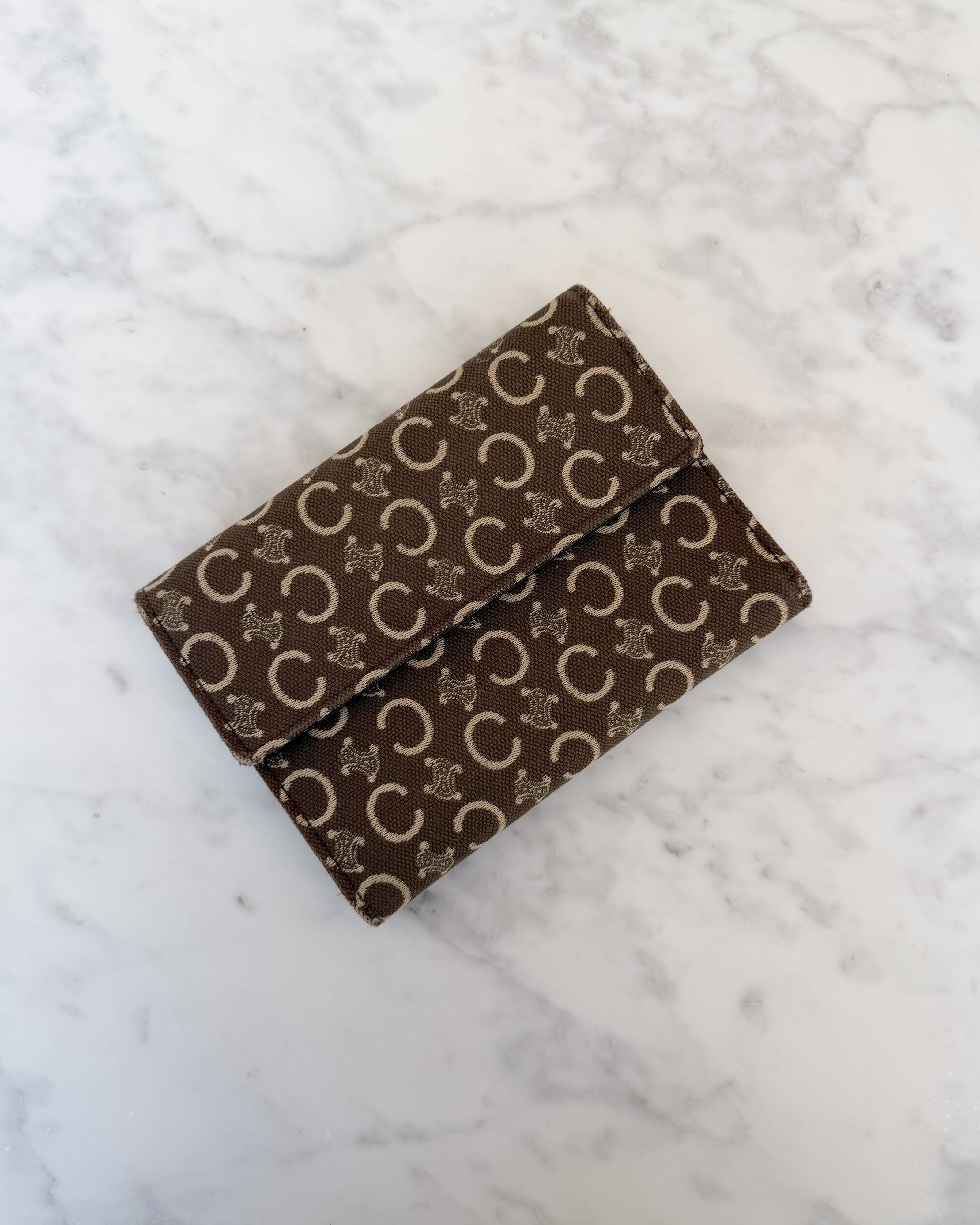 Celine Brown Macadam Monogram Trifold Wallet (Unused)