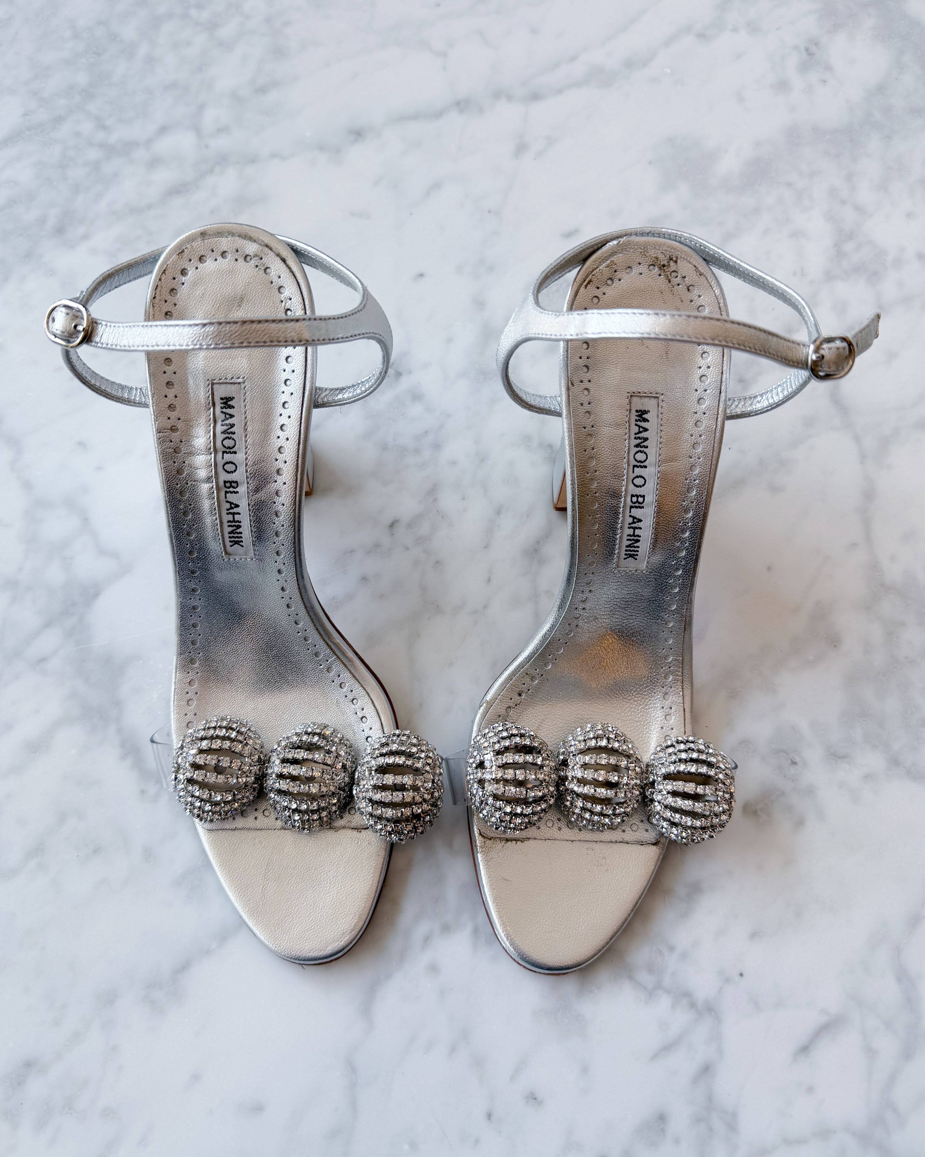 Manolo Blahnik Crystal Sphere Sandals (37.5)