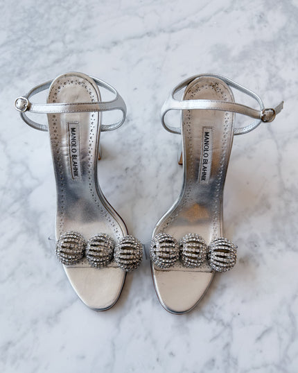 Manolo Blahnik Crystal Sphere Sandals (37.5)
