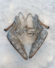 Manolo Blahnik Silver Slingback Heels with Rhinestone Stars (37)