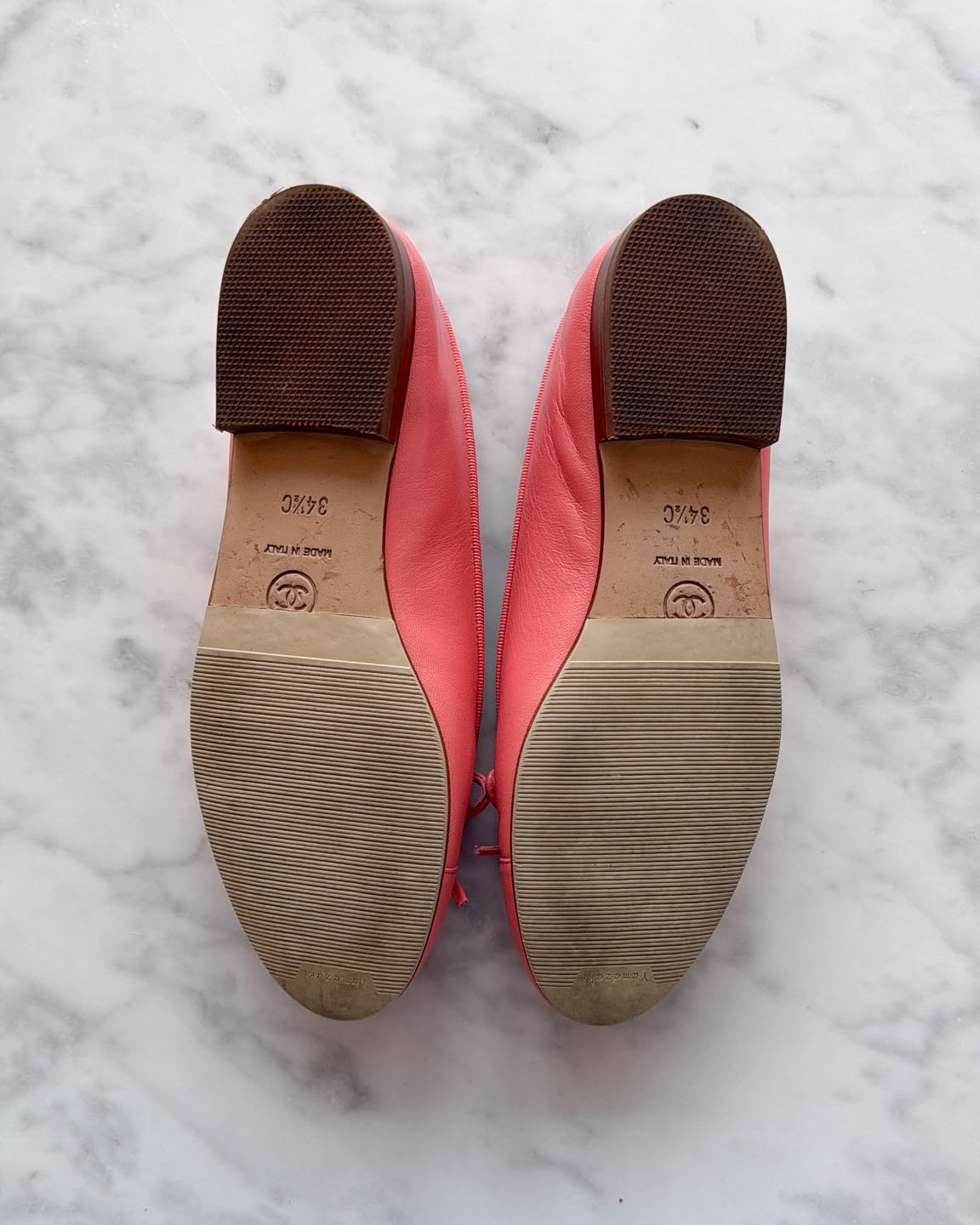 Chanel Raspberry Pink Leather CC Ballet Flats (34.5)
