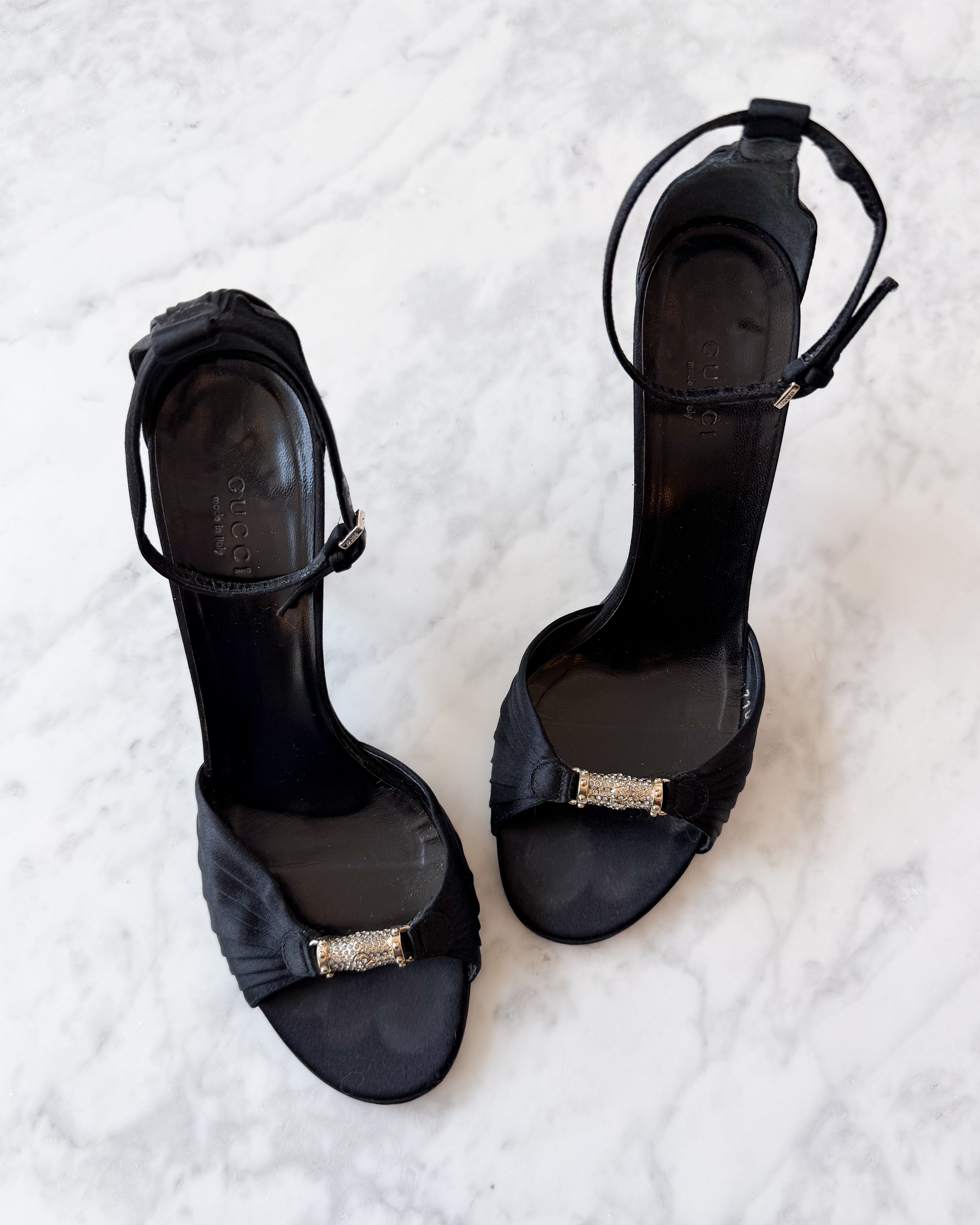 Gucci Crystal Satin Evening Sandals (38)