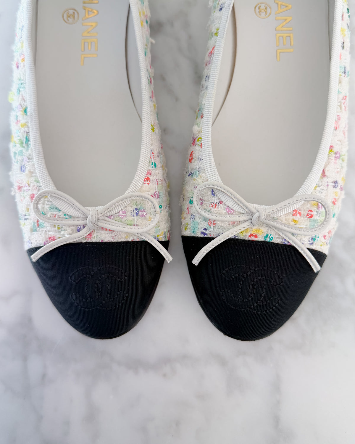 Chanel Birthday Cake Multicolour Sequinned Tweed Ballet Flats (37)