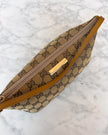 Gucci Beige & Brown GG Monogram Canvas Boat Bag with Beige Handle