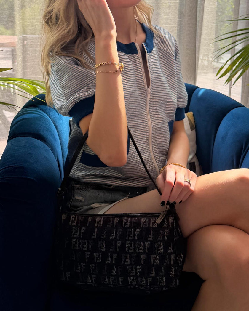 Chanel Blue Striped Cropped Jacket (S / M)