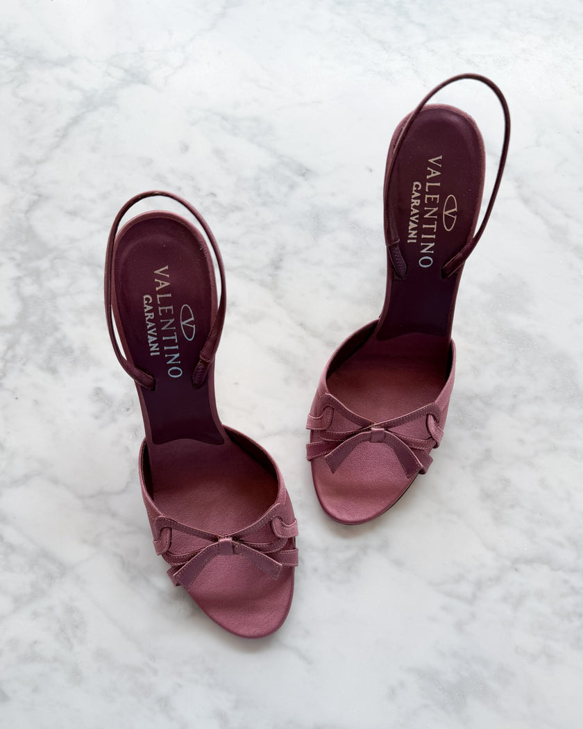 UNWORN Valentino Garavani Rose Pink Satin Bow Heels (39)