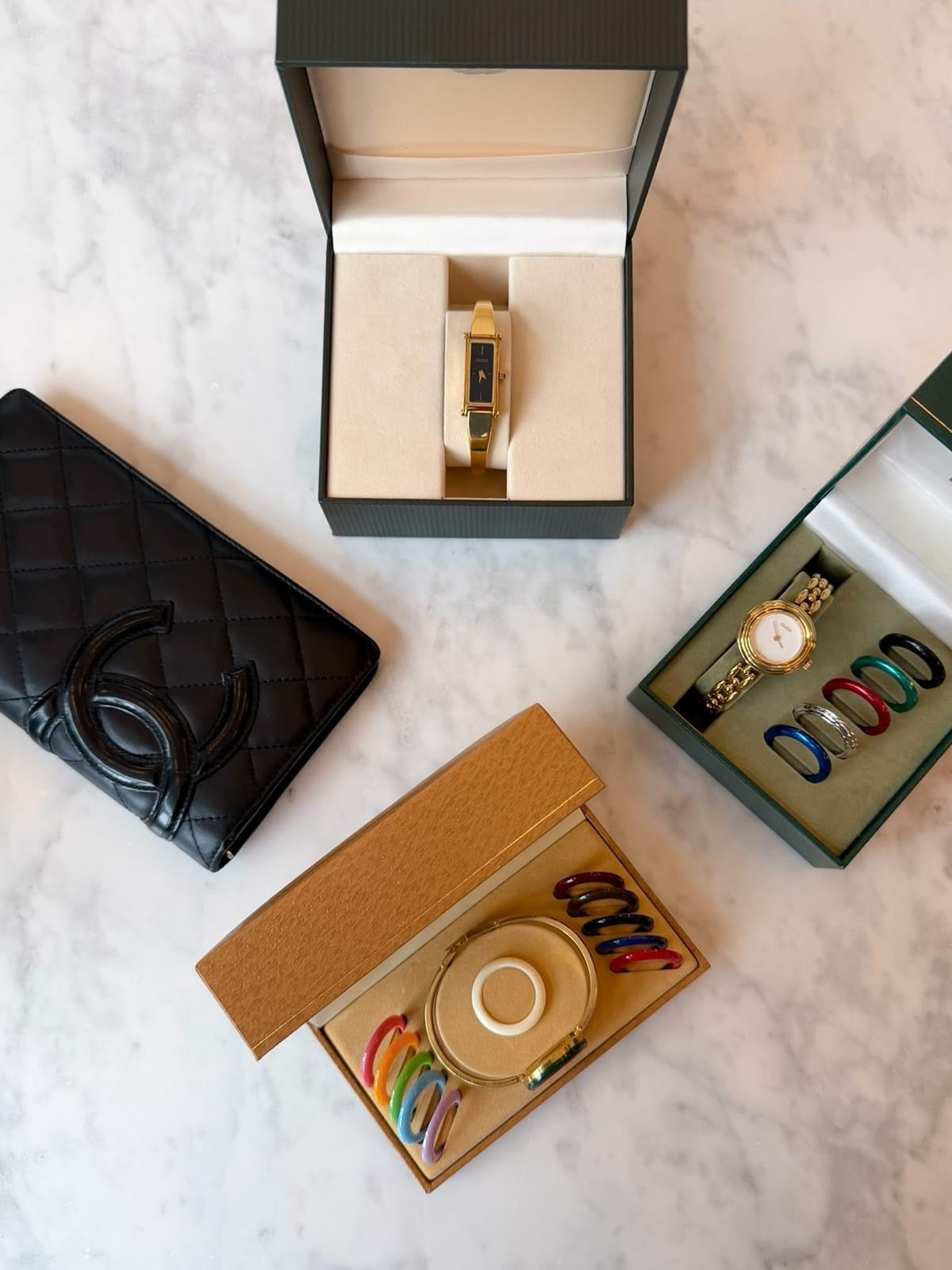Vintage Gucci 1500L 15th Anniversary Limited Edition Gold Bangle Watch with Box - RARE