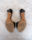 Chanel Black Patent Leather Silver CC Logo Mules (36.5)