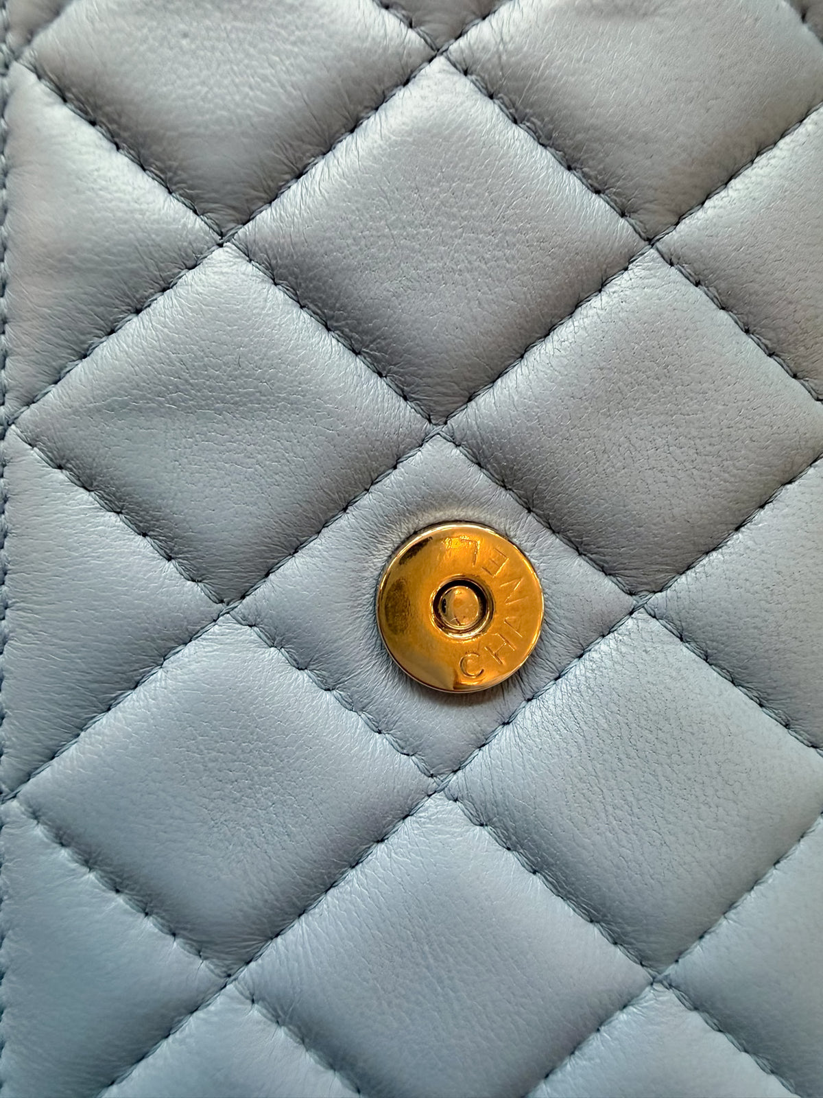 Chanel Sky Blue Quilted Lambskin Wallet On Chain Gold Hardware - 2020