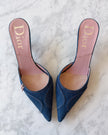 Dior By John Galliano Denim Mules With Pink Detail (EU 39)