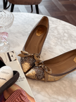 René Caovilla Gold Embellished Kitten Heels with Bows (40)