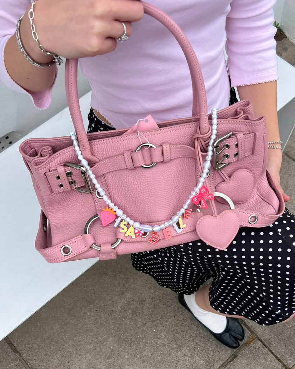 Luella Pink Leather Handbag with Heart Detail