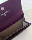 Chanel Purple Patent Quilted Embellished CC Logo Wallet
