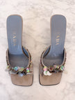 Archival Prada Silver & Baby Blue Satin Sequin Embellished Kitten Heel Mules (38) - VERY RARE