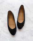 Chanel Black Leather Patent Cap Toe CC Ballet Flats (36.5)