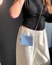 Chanel Sky Blue Quilted Lambskin Wallet On Chain Gold Hardware - 2020
