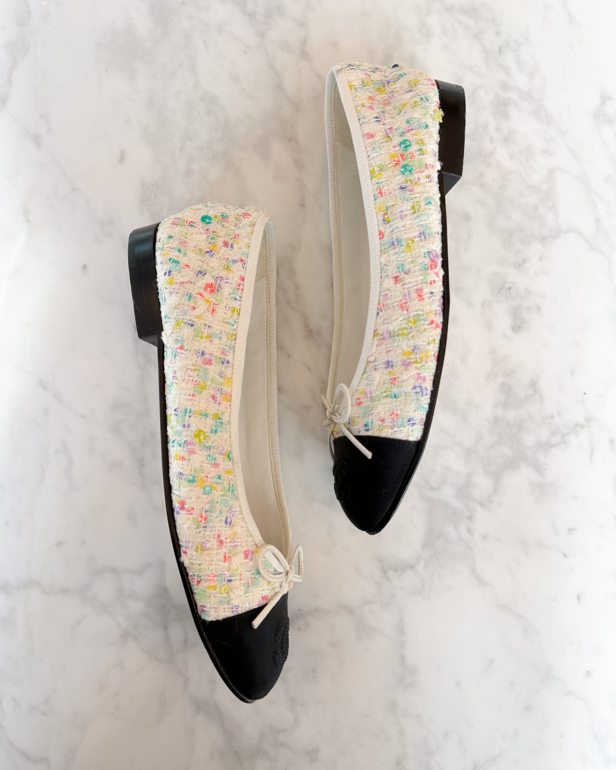 Chanel Birthday Cake Multicolour Sequinned Tweed Ballet Flats (37)