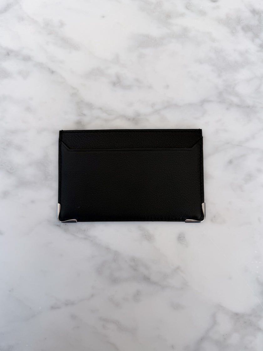 Cartier Black Leather Card Holder with Silver Hardware