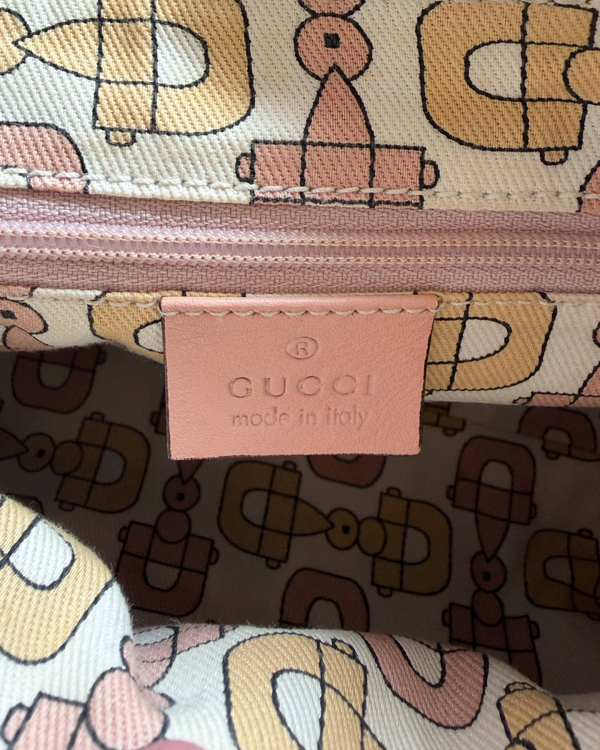 Gucci Vintage Pink Guccissima Leather D-Ring Shoulder Bag