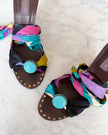 Emilio Pucci Multicolour Print Bow Wedge Sandals (38)