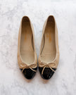 Chanel Champagne Metallic & Black Patent Cap-Toe Ballet Flats (37)