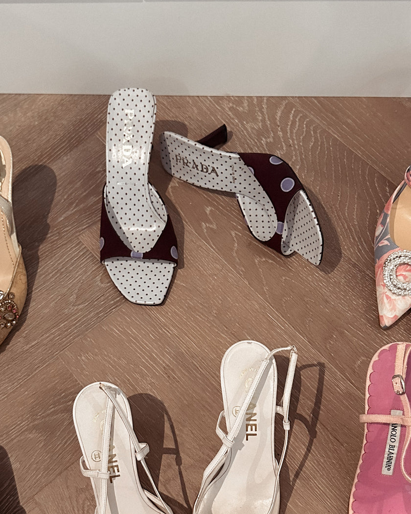 Prada Polka Dot Kitten Heel Mules 2000s (36.5)