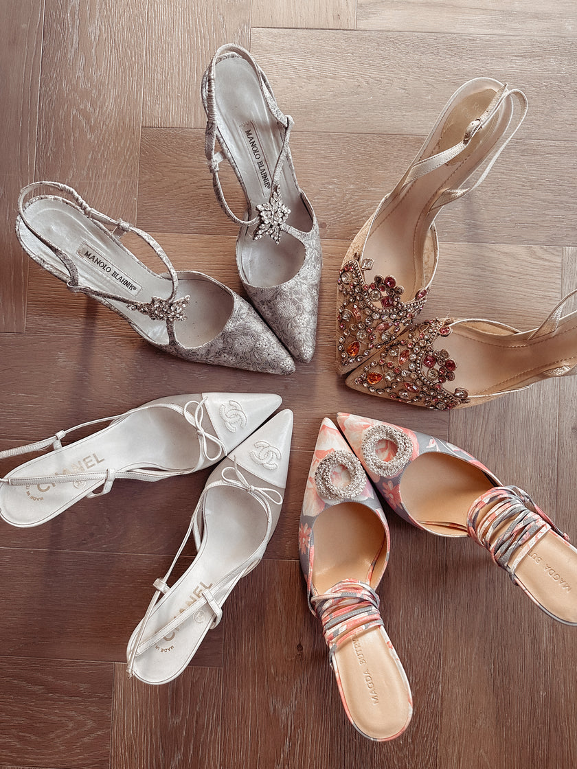 René Caovilla Sparkly Embellished Slingback Heels (39)