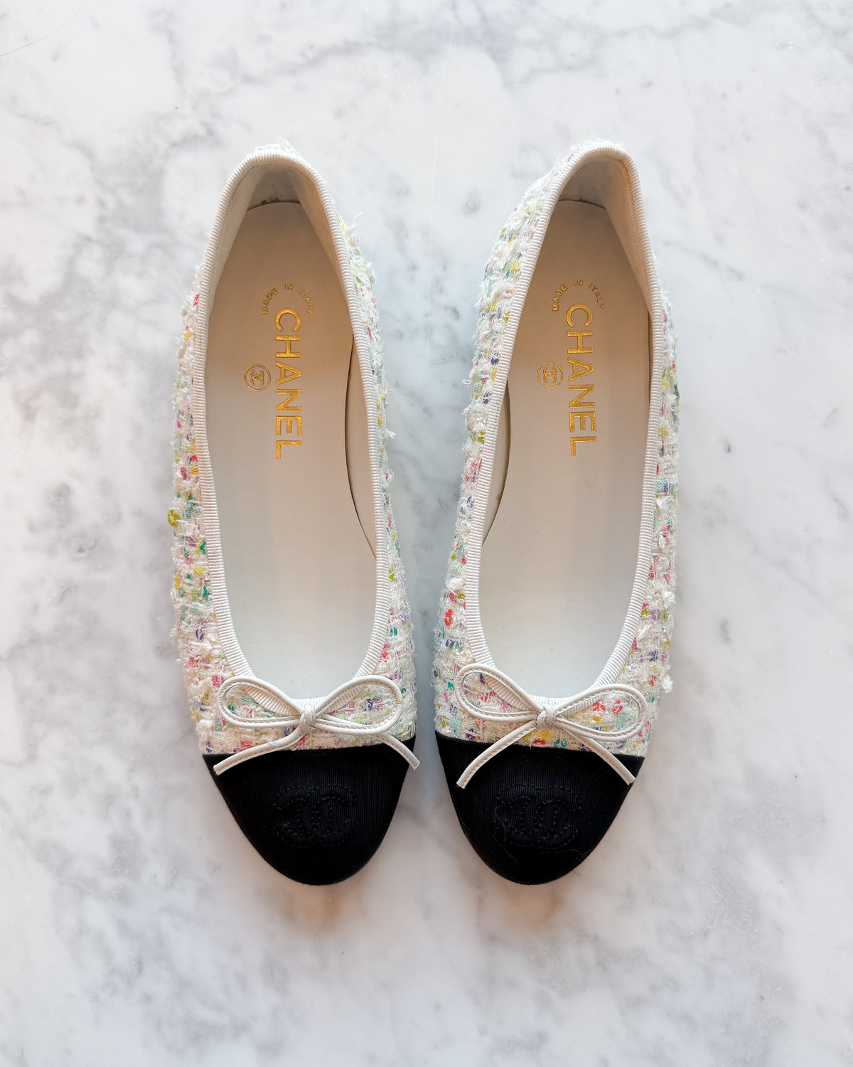 Chanel Birthday Cake Multicolour Sequinned Tweed Ballet Flats (37)