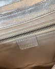 Celine Floral Suede Cream and Silver Shoulder Bag with Buckle