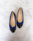 Chanel Electric Blue CC Cap Toe Ballet Flats (37.5)