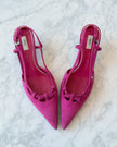 Prada Fuchsia Suede Bow Slingback Heels (37)
