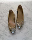 Chanel Metallic Champagne and Silver Holo CC Ballet Flats (34.5)
