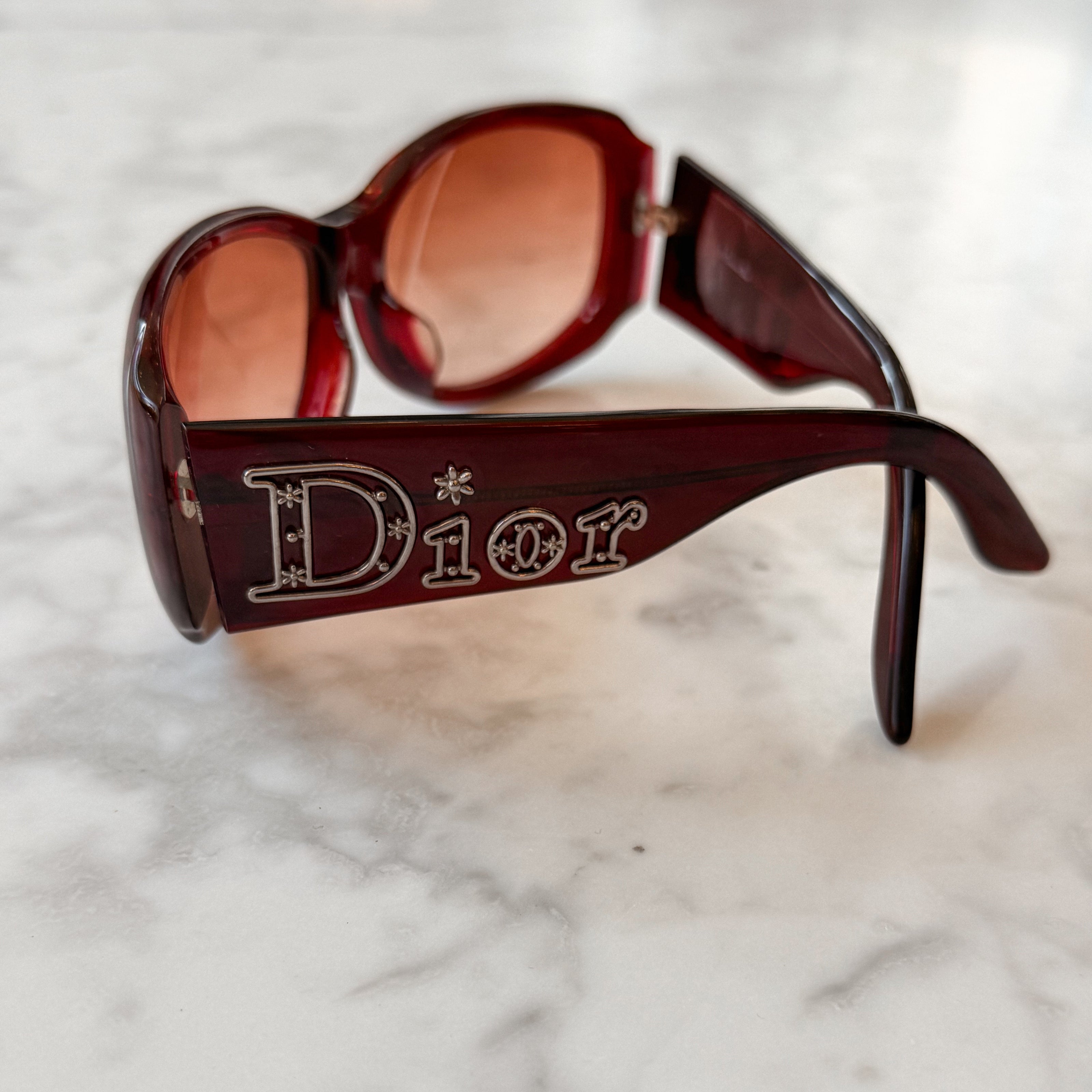 Dior Oxblood Logo Embellished Sunglasses