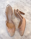 Chanel CC Bow Powder Pink Crocodile Leather Pumps (37)
