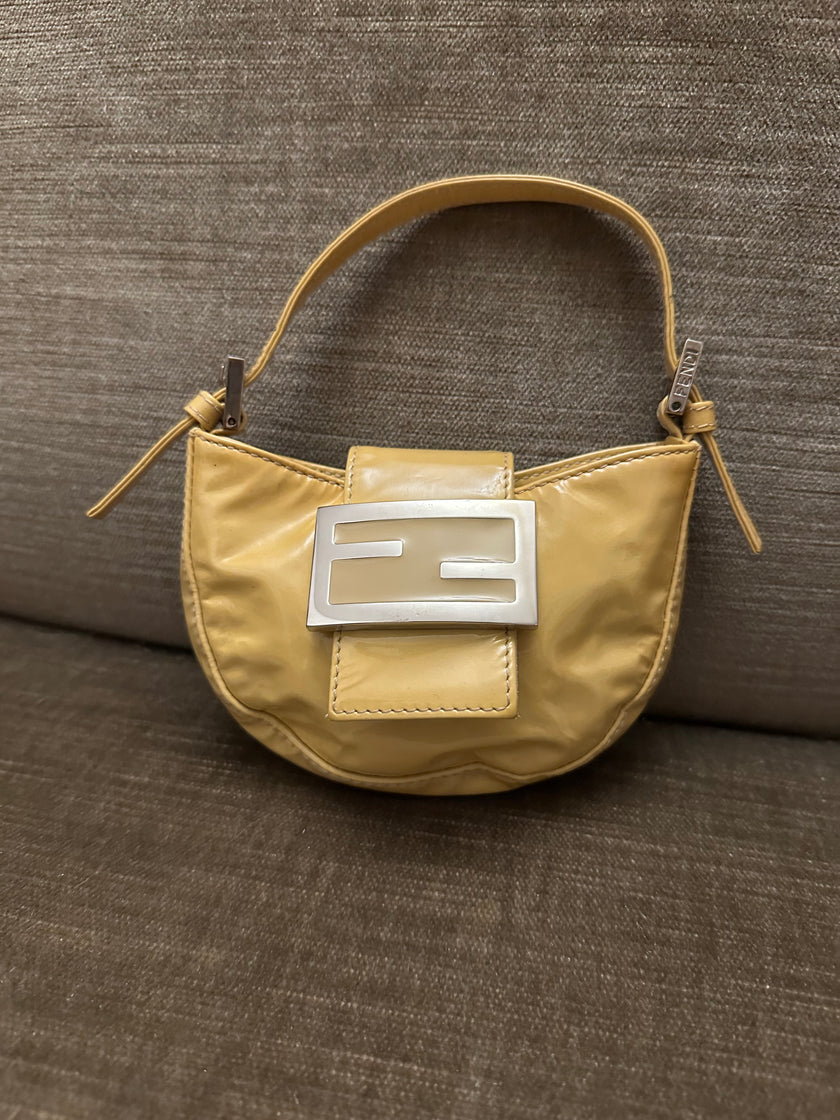 Fendi Patent Leather Yellow Mini Croissant Bag