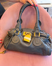 Chloé Paddington Black Navy Leather Handbag with Gold Padlock & Keys