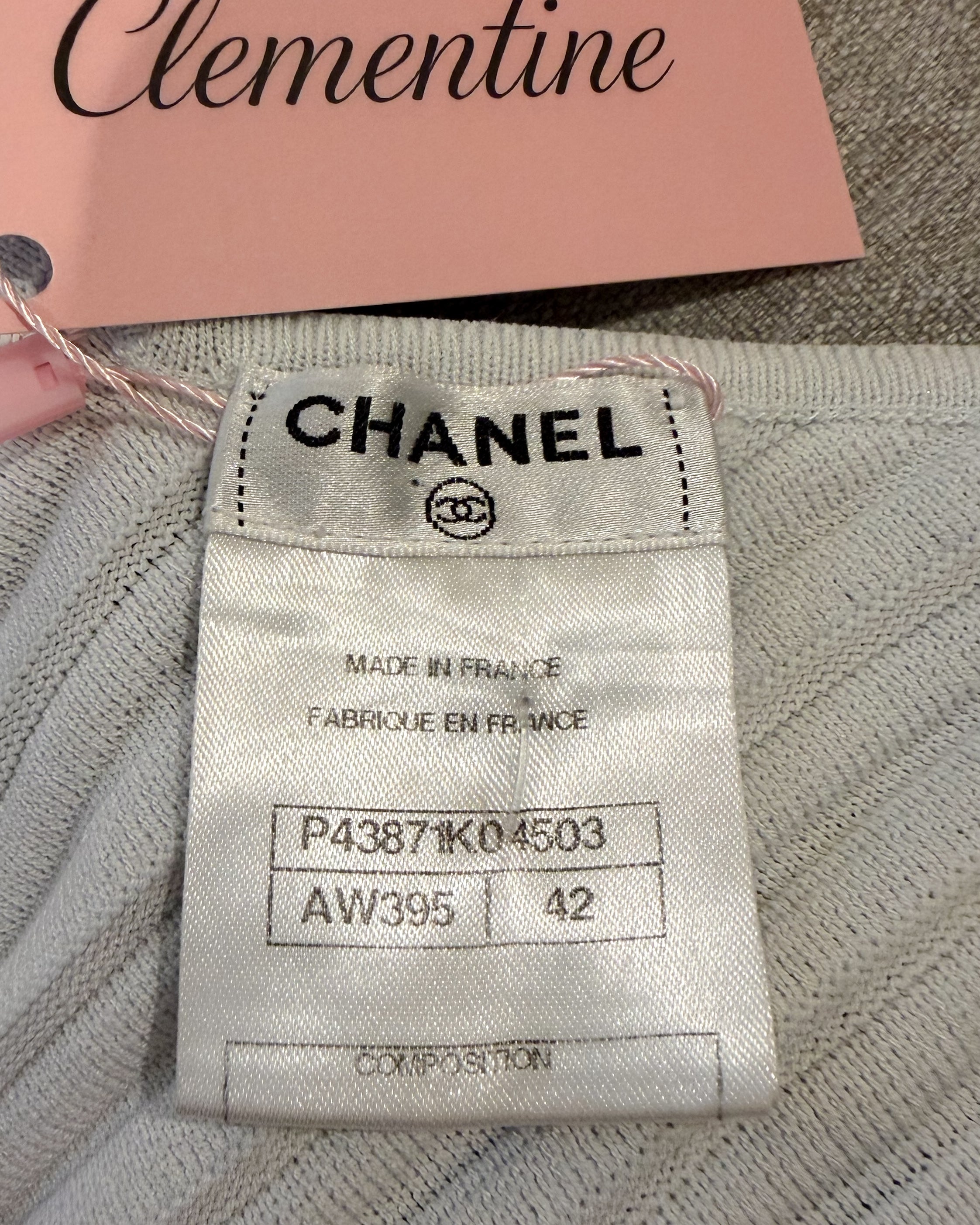 Chanel Pleated Long Vest Top with Pearl Buttons