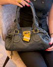 Chloé Paddington Black Navy Leather Handbag with Gold Padlock & Keys