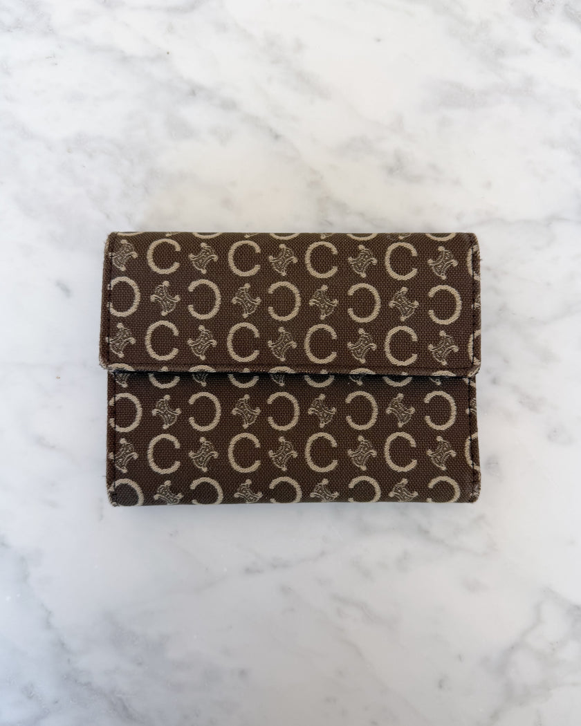 Celine Brown Macadam Monogram Trifold Wallet (Unused)