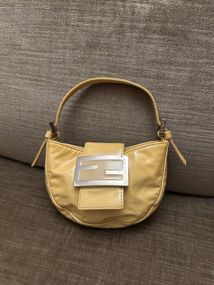 Fendi Patent Leather Yellow Mini Croissant Bag