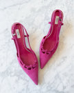 Prada Fuchsia Suede Bow Slingback Heels (37)