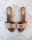 Chanel Powder Pink Mules with CC Logo (37.5)