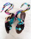 Emilio Pucci Multicolour Print Bow Wedge Sandals (38)