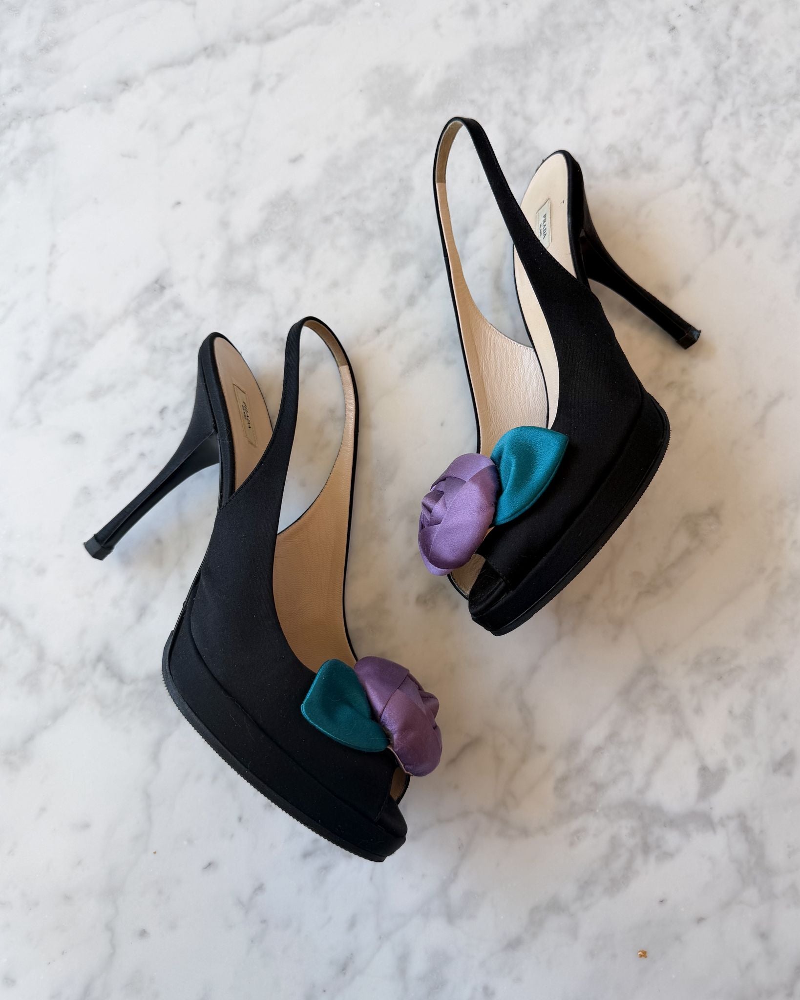 Prada Satin Slingbacks with Rose Detail (39)