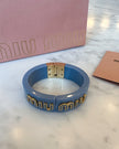 Miu Miu Blue Bangle with Gold Logo